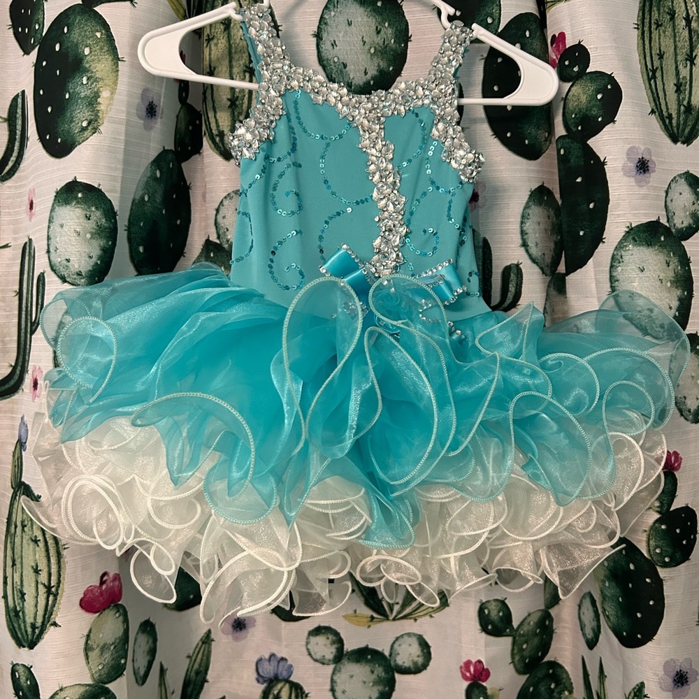 Turquoise and White Pageant Cupcake Dress - Picture 2 of 2